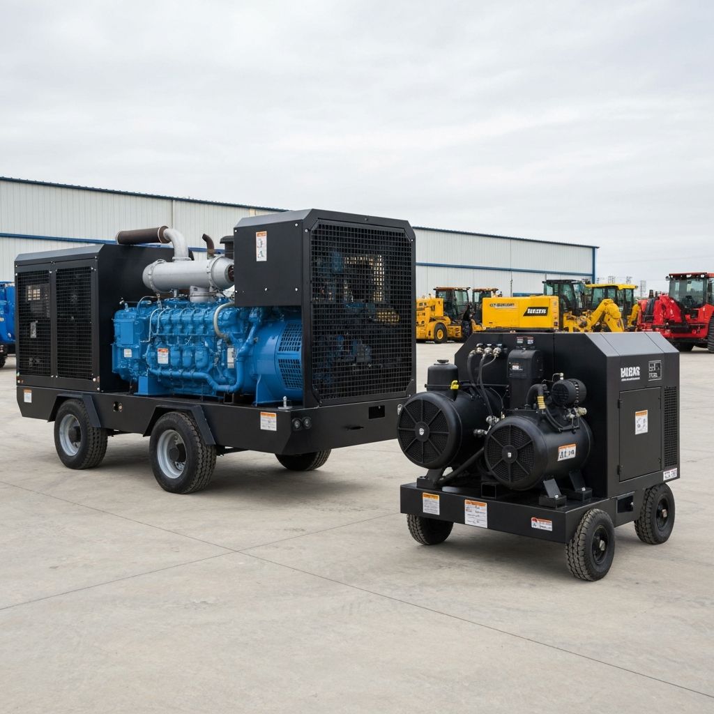Industrial diesel generator and air compressor for construction site use